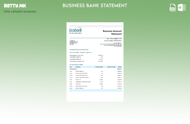 модерен стил Нигерија Ecobank деловна фирма изјава Шаблон Word и PDF формат ().